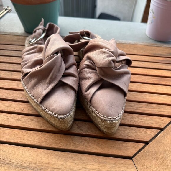 Allsaints Womens Rise Espadrille Sandals in Blush Pink With Knotted Leather Stra - Picture 4 of 8